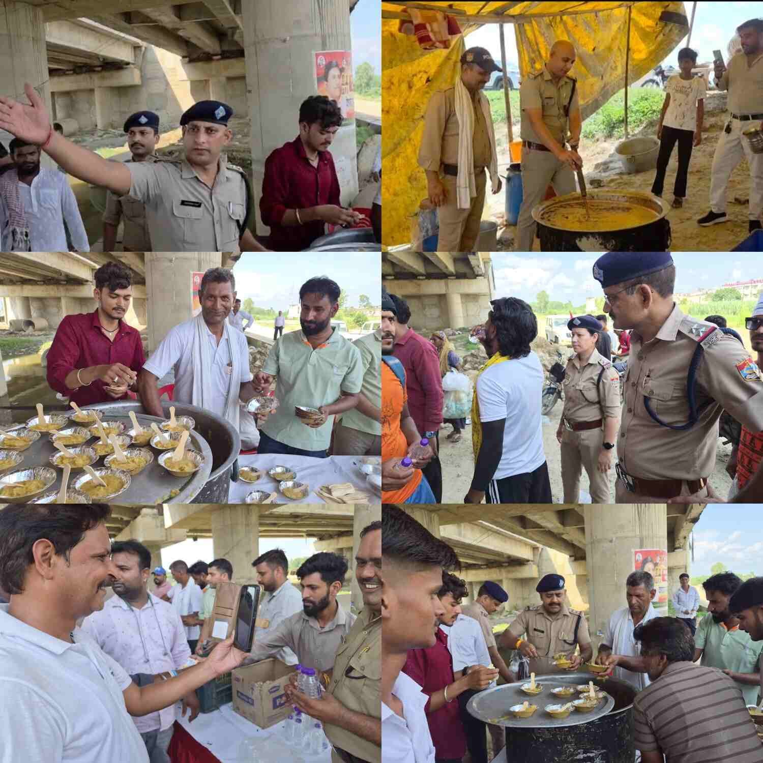 कानून-व्यवस्था के साथ सेवा का फर्ज निभा रही गंगनहर पुलिस, कांवड़ियों के लिए लगाया भंडारा 